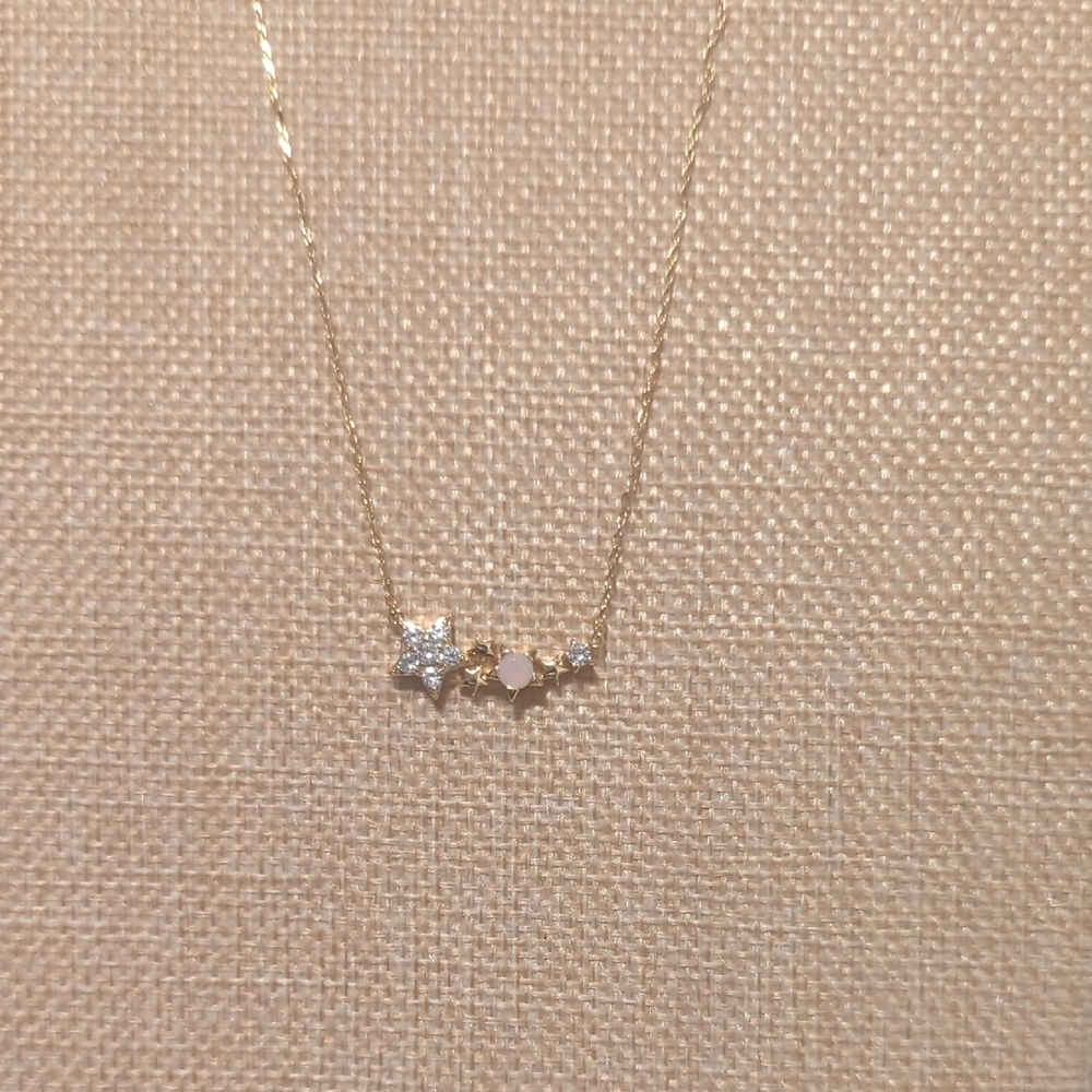 Origami Owl Gold Necklace with Pink and White Stars - Picture 3 of 5